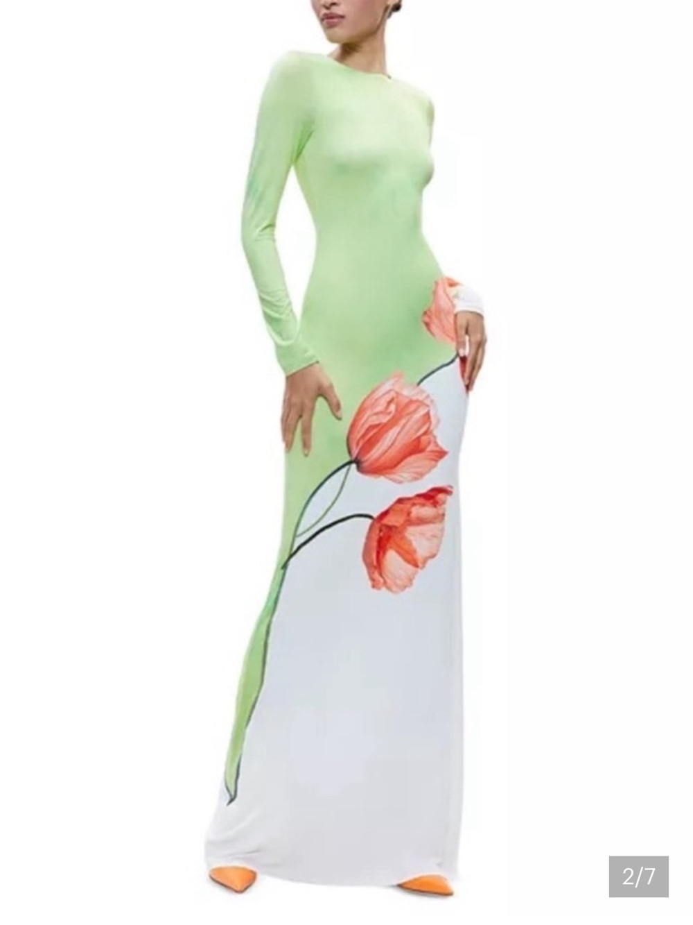 Alice and Olivia Green and White Delora Maxi Dress